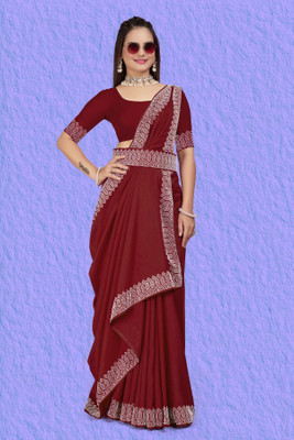 Aastikay Embellished Bollywood Georgette, Chiffon Saree(Maroon)