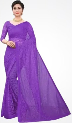 Suali Self Design Bollywood Net Saree(Purple)