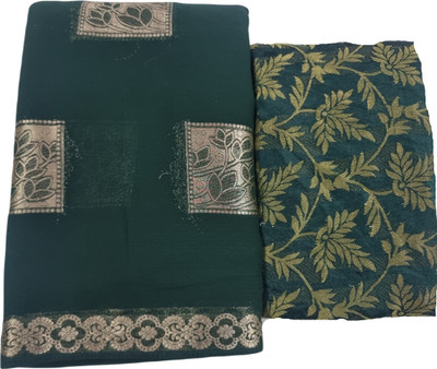 SainiVastra Woven Handloom Georgette Saree(Green)