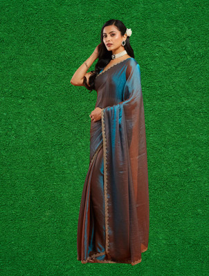 MAANVIT Solid/Plain, Embroidered Kanjivaram Art Silk, Pure Silk Saree(Light Blue)