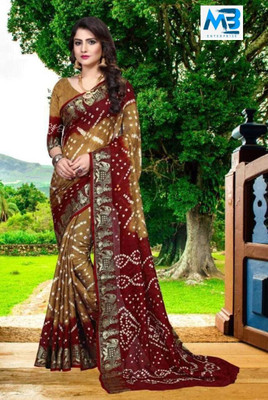 M.B.ENTERPRISE Self Design Bandhani Art Silk Saree(Green)