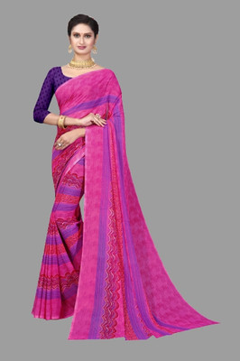THE PRIVATE LABLE Printed Mysore Georgette Saree(Purple)