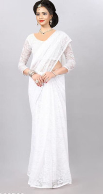 Fashion Nexa Dyed Bollywood Net Saree(White)