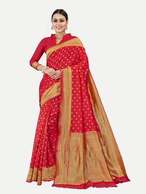 Tavas Woven Banarasi Georgette Saree(Red)