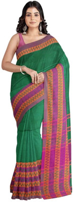 ADbutiq Self Design Tant Pure Cotton Saree(Green)