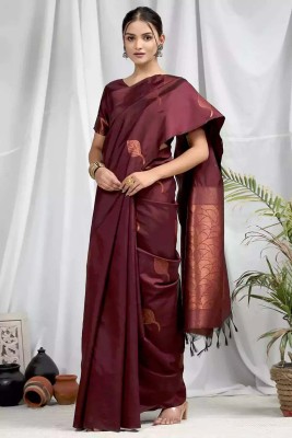 VENI ENTERPRISE Woven Kanjivaram Jacquard, Pure Silk Saree(Maroon)