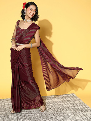 Divastri Solid/Plain Bollywood Georgette Saree(Magenta)