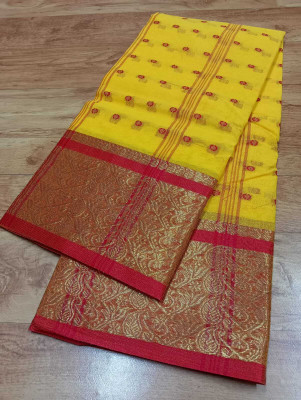 Minu Fashion Self Design Tant Pure Cotton Saree(Yellow)