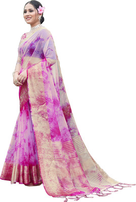 Aarunika SST Printed Bollywood Organza Saree(Pink)