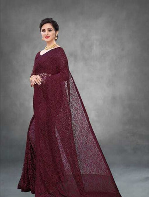 SAREEYA16 Printed Daily Wear Cotton Blend Saree(Maroon)