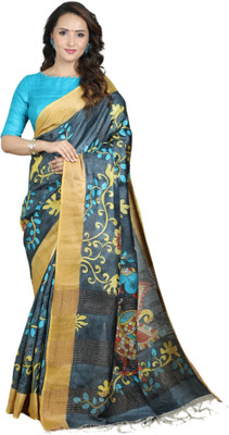 PremVastra Digital Print Bollywood Tussar Silk Saree(Black, Light Blue)
