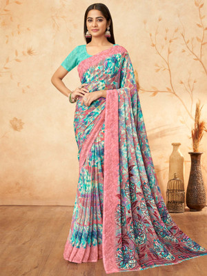 Tasrika Printed Chinnalapattu Georgette Saree(Light Blue)