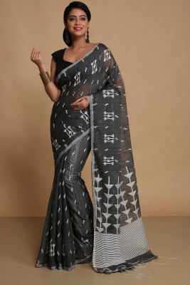 BENGAL HANDLOOM Woven Handloom Art Silk Saree(Black)