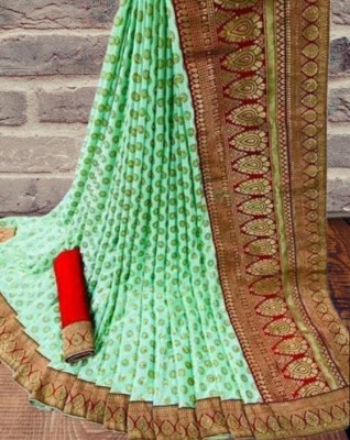 Dharma Printed Bollywood Lycra Blend, Polyester Saree(Light Green)