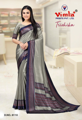 Vimla Printed Daily Wear Tussar Silk Saree(Grey, Blue)
