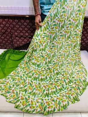 Sita Floral Print Daily Wear Georgette Saree(Green)