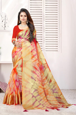 womensaree Printed Daily Wear Organza Saree(Multicolor)