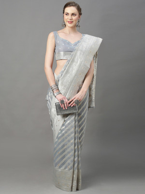 Sareemall Self Design Banarasi Cotton Silk Saree(Grey)