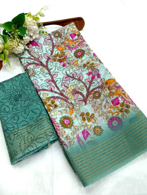 HouseOfCommon Floral Print Kanjivaram Chanderi, Cotton Silk Saree(Multicolor)