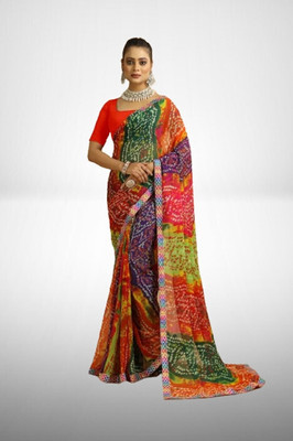 Damru trendz Printed Daily Wear Georgette Saree(Multicolor)