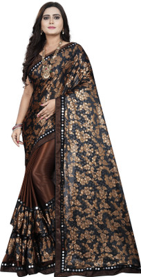 Javeri Printed Bollywood Lycra Blend Saree(Brown)