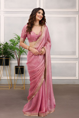 New Pooja Embellished Bollywood Georgette Saree(Pink)