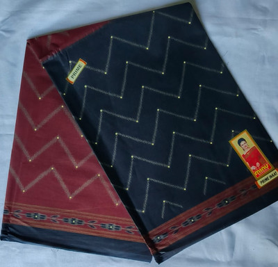 Minu Fashion Blocked Printed, Woven, Printed, Digital Print Bollywood Pure Cotton Saree(Blue, Red)