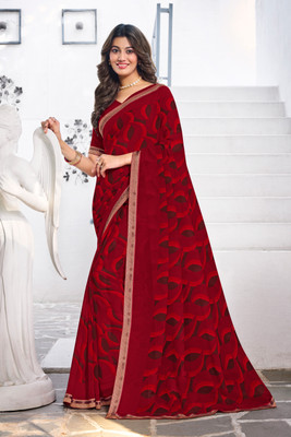 Laxmipati sarees Printed Bollywood Georgette Saree(Red)
