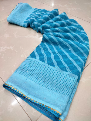 Sareez House Printed Leheria Georgette Saree(Multicolor)