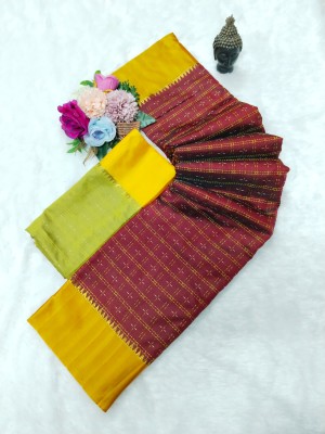 MAANVIT Self Design Kanjivaram Pure Silk, Art Silk Saree(Maroon)