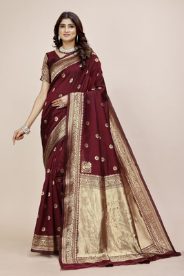 Divastri Woven Banarasi Silk Blend Saree(Maroon)