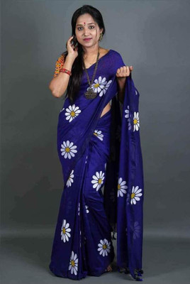 ADDRIKA SAREE GHOR Self Design Tant Pure Cotton Saree(Blue)