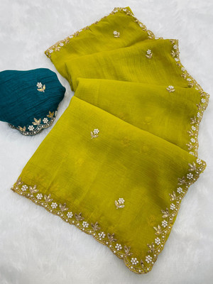 K 5 FASHION Solid/Plain Bollywood Chiffon Saree(Multicolor)
