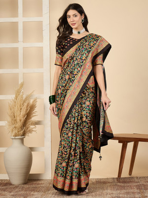 all about you Woven Banarasi Silk Blend Saree(Black)