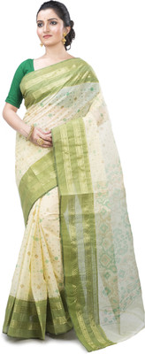 Ruuprekha Self Design, Printed Tant Cotton Blend Saree(Green)