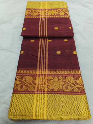 Balorampal Self Design Tant Pure Cotton Saree(Maroon)