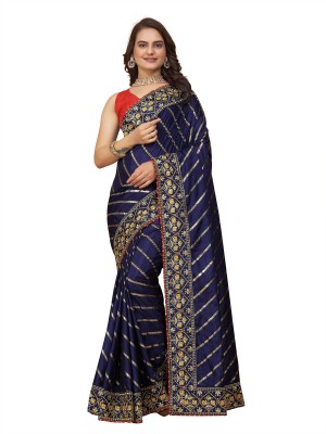 Daksh Fashion Self Design Bollywood Art Silk Saree(Blue, Red)