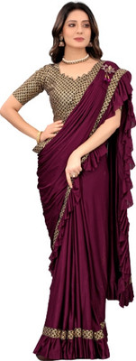 KRIRA ENTERPRISE Self Design Bollywood Lycra Blend Saree(Maroon)