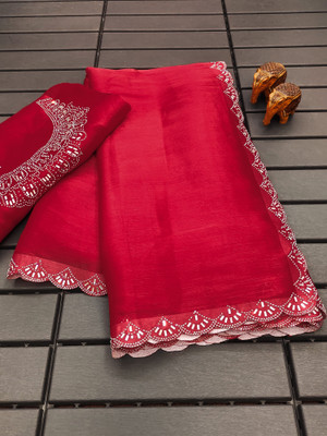 Mikhu Shop Organza Self Design Blouse Material