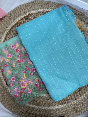 BADE SUHANE Embellished Bollywood Georgette Saree(Blue)