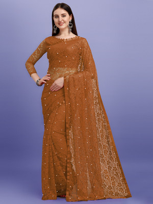 Croza Self Design Bollywood Net Saree(Multicolor)