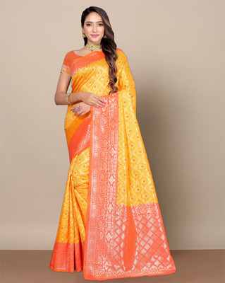 Divastri Woven Banarasi Silk Blend Saree(Yellow)
