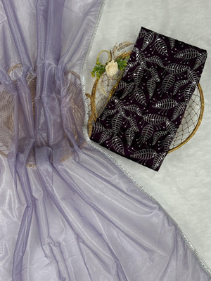 PATTARI Embellished Bollywood Nylon, Net Saree(Purple)