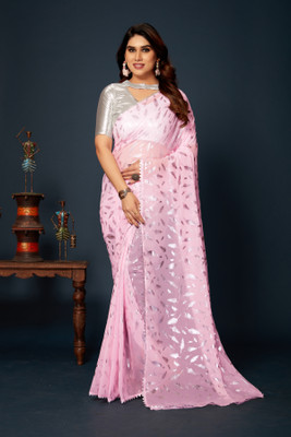 REDFISH Self Design Daily Wear Lycra Blend Saree(Pink)