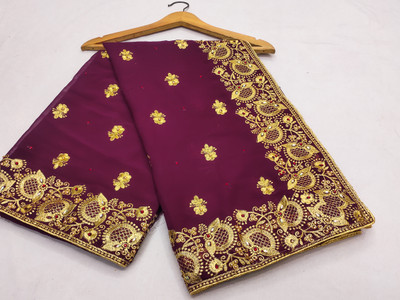 KHRITI FAB Embroidered Bollywood Georgette Saree(Purple)