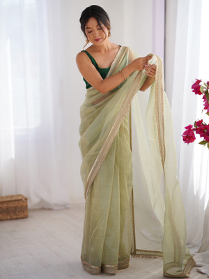 Sareemall Embellished Bollywood Net Saree(Light Green)
