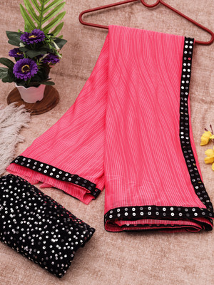 RENSILAFAB Self Design Bollywood Georgette Saree(Pink)