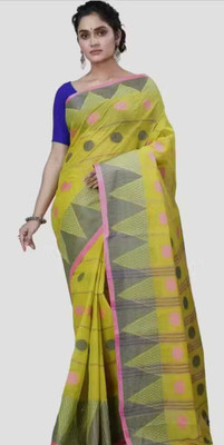 Sandhyatara Woven Tant Pure Cotton Saree(Yellow)