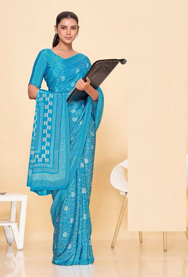 Panchvati NX Printed Bollywood Crepe Saree(Light Blue)