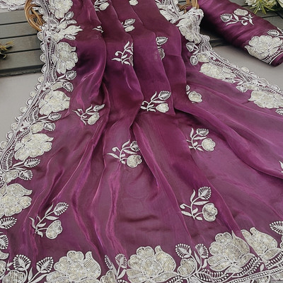 samu Embroidered Bollywood Jimmy choo Saree(Magenta)